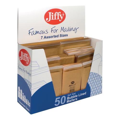 Jiffy Airkraft Bag Selection Box 5xNo00 10xNo0 10xNo1 5xNo2 10xNo4 5xNo5 5xNo7 Gold Ref 50-6 [Pack 50]