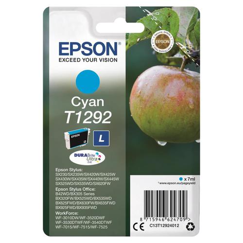 Epson T1292 Inkjet Cartridge Apple L Page Life 445pp 7ml Cyan Ref C13T12924012