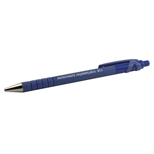 Paper Mate Flexgrip Retractable Ultra Ball Pen Medium 1.0mm Tip 0.7mm Line Blue Ref S0190433 [Pack 12]
