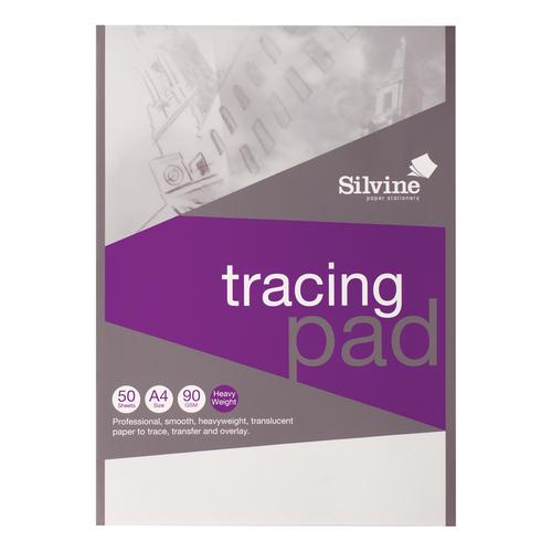 Silvine+Professional+Tracing+Pad+Acid+Free+Paper+90gsm+50+Sheets+A4
