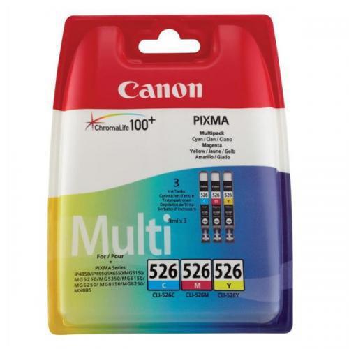Canon+CLI-526+Inkjet+Cart+PageLife+207pp+Cyan%2F204pp+Magenta%2F202pp+Yellow+Ref+4541B009+%5BPack+3%5D
