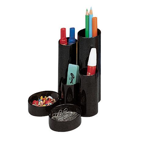 Desk+Tidy+with+6+Variable+Sized+Compartment+Tubes+Black
