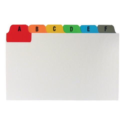 5+Star+Office+Guide+Card+Set+A-Z+Reinforced+5x3in+127x76mm+White+with+Tabs+Multicoloured