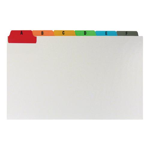 5+Star+Office+Guide+Card+Set+A-Z+Reinforced+8x5in+203x127mm+White+with+Tabs+Multicoloured