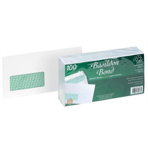 Basildon+Bond+Envelopes+FSC+Recycld+Wallet+P%26S+Window+120gsm+DL+220x110mm+White+Ref+D80276+%5BPack+100%5D