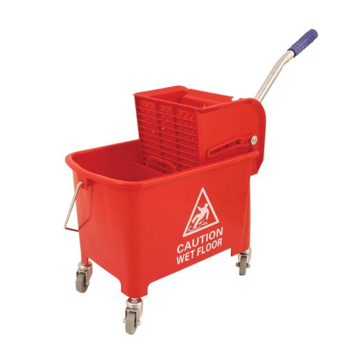 Mop+Bucket+Mobile+Colour+Coded+with+Handle+4+Castors+20+Litre+Red