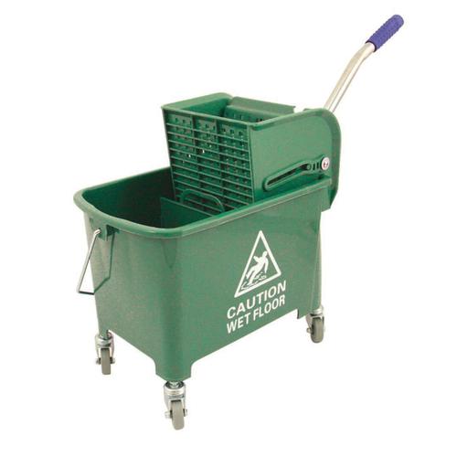 Mop+Bucket+Mobile+Colour+Coded+with+Handle+4+Castors+20+Litre+Green