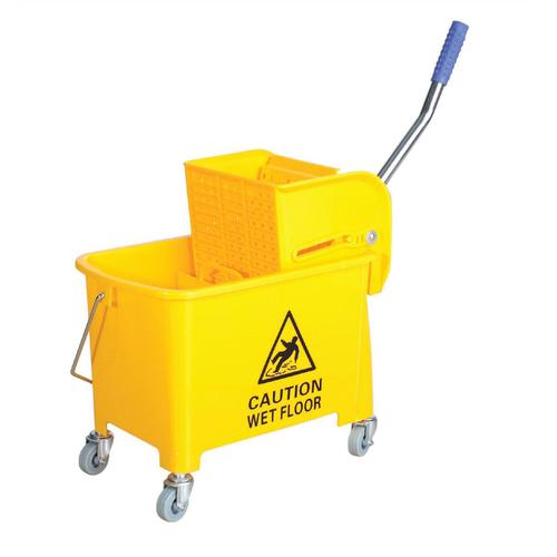 Mop+Bucket+Mobile+Colour+Coded+with+Handle+4+Castors+20+Litre+Yellow