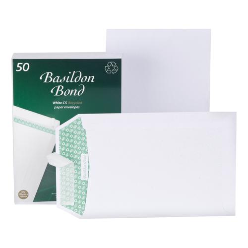 Basildon+Bond+Envelopes+FSC+Pocket+Recycled+Peel+%26+Seal+120gsm+C5+229x162mm+White+Ref+B80277+%5BPack+50%5D