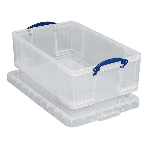 Really Useful Storage Box Plastic Lightweight Robust Stackable 50 Litre W440xD710xH230mm Clear Ref 50C