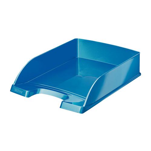 Leitz+WOW+Letter+Tray+Stackable+Glossy+Metallic+W245xD380xH70mm+Met+Blue+Ref+52263036