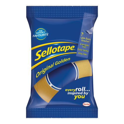 Sellotape+Original+Golden+Tape+Roll+Non-static+Easy-tear+Small+18mmx33m+Ref+1443251+%5BPack+8%5D
