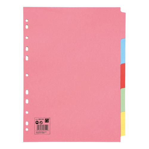 5+Star+Office+Subject+Dividers+5-Part+Recycled+Card+Multipunched+155gsm+A4+Assorted