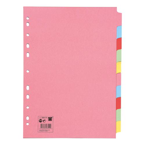 5+Star+Office+Subject+Dividers+10-Part+Recycled+Card+Multipunched+155gsm+A4+Assorted