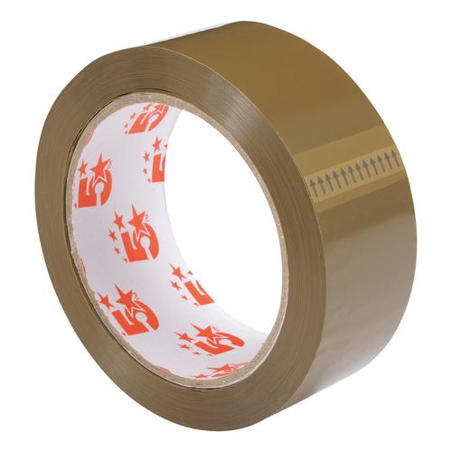 5 Star Packaging Tape Polypropylene 38mm x 66m Buff [Pack 6]