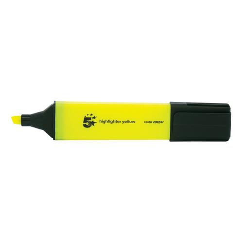 5 Star Office Highlighter Chisel Tip 1-5mm Line Yellow [Pack 12]
