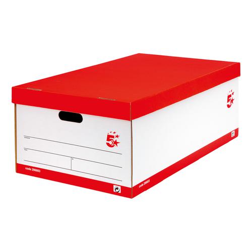 5+Star+Office+FSC+Jumbo+Storage+Boxwith+Lid+Self-assembly+W431xD725xH277mm+Red+%26+White+%5BPack+5%5D