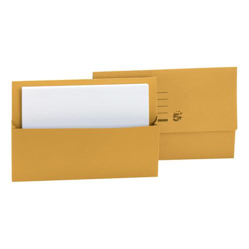 5 Star Office Document Wallet Half Flap 250gsm Recycled Capacity 32mm Foolscap Yellow [Pack 50]