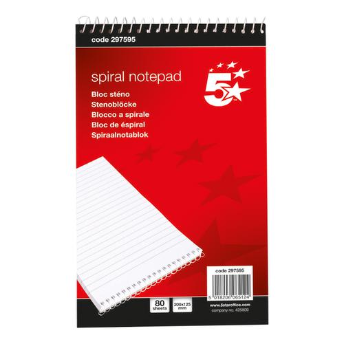 5+Star+Office+Shorthand+Pad+Wirebound+60gsm+Ruled+160pp+127x200mm+Red+%5BPack+10%5D