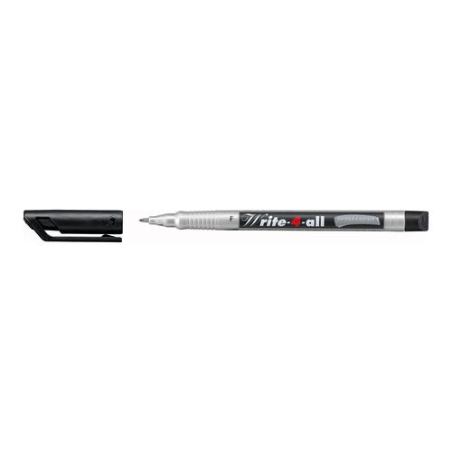 Stabilo Write-4-all Permanent Marker Pen Waterproof 0.7mm Line Black Ref 156-46 [Pack 10]