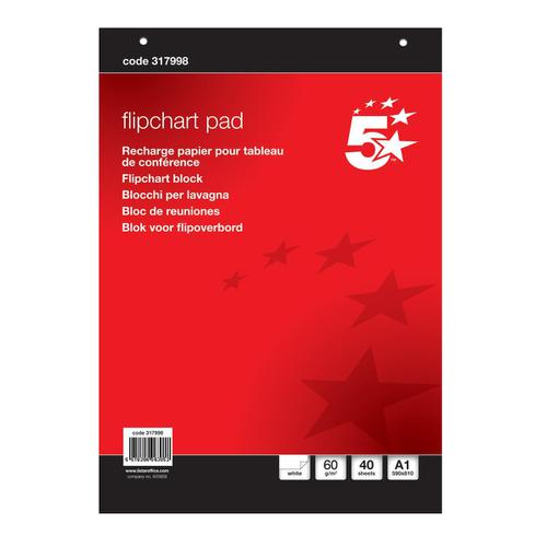 5+Star+Office+Flipchart+Pad+Perforated+40+Sheets+A1