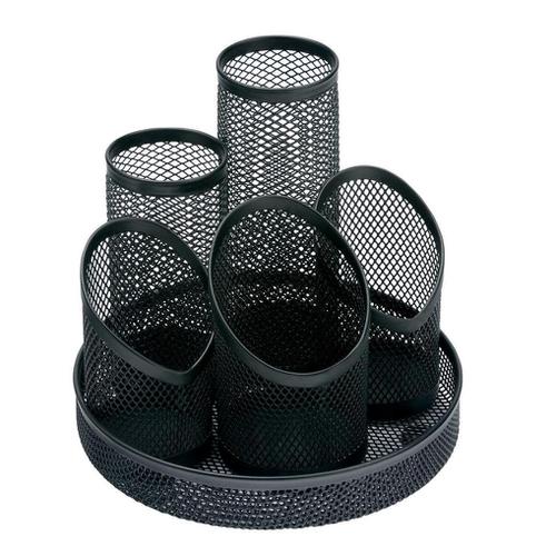 5+Star+Office+Desk+Tidy+Wire+Mesh+Scratch+Resistant+Non-Marking+Base+5+Compartment+DiaxH%3A+160x140mm+Black