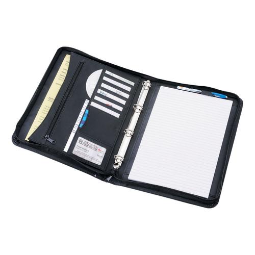 5+Star+Office+Zipped+Conference+Ring+Binder+Capacity+30mm+Leather+Look+A4+Black