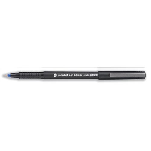 5 Star Office Rollerball Pen Fine 0.5mm Tip 0.3mm Line Blue [Pack 12]