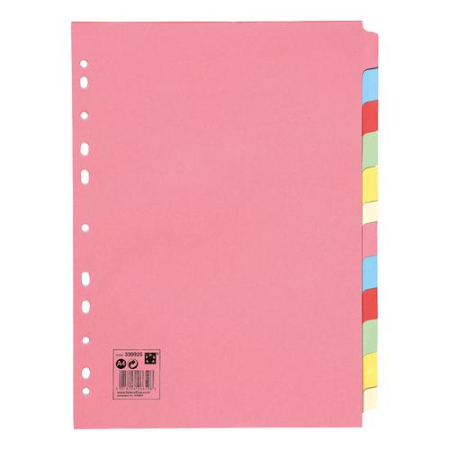 5+Star+Office+Subject+Dividers+12-Part+Recycled+Card+Multipunched+155gsm+A4+Assorted