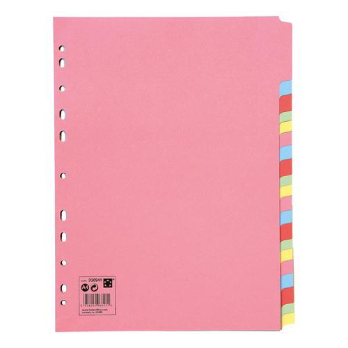 5+Star+Office+Subject+Dividers+20-Part+Recycled+Card+Multipunched+155gsm+A4+Assorted