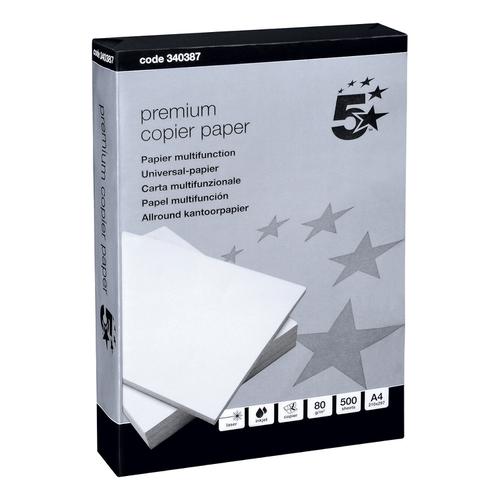 5 Star Elite Premium Copier Paper Smooth Ream-Wrapped 80gsm A4 White [500 Sheets]