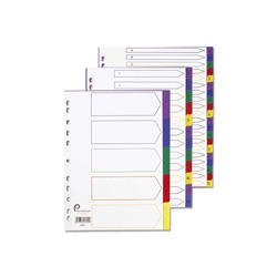 PremierTeam Index 1-12 Polypropylene Multipunched Multicolour Tabs A4 White