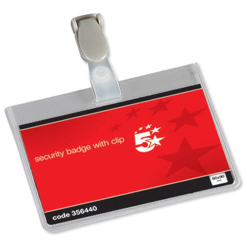 5+Star+Office+Name+Badges+Security+Landscape+with+Plastic+Clip+60x90mm+%5BPack+25%5D