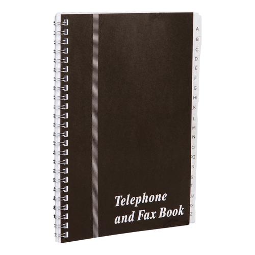 Telephone+and+Fax+Book+A-Z+Index+Wirebound+Board+Cover+A5+Black