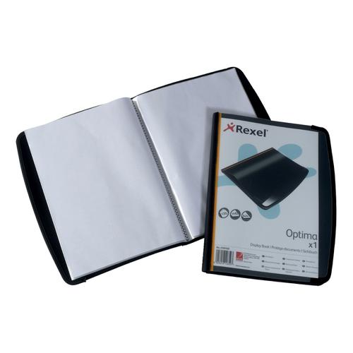 Rexel Optima Display Book Professional 20 Pockets Front Cover Pocket A4 Black Ref 2101130