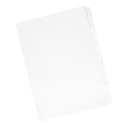 Concord Reverse Collated Subject Dividers 5-Part Unpunched 150gsm A4 White Ref 77301 [Pack 50]