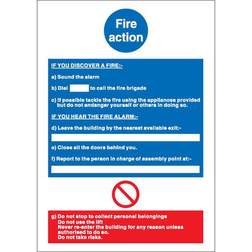 Stewart+Superior+Fire+Action+%2F+If+you+discover+fire+Sign+W210xH297mm+Self-adhesive+Vinyl+Ref+NS017SAV