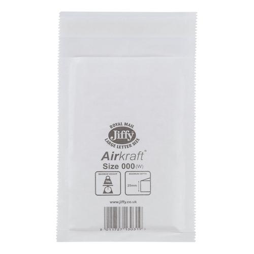 Jiffy Airkraft Bag Bubble-lined Size 000 Peel and Seal 90x145mm White Ref JL-000 [Pack 150]