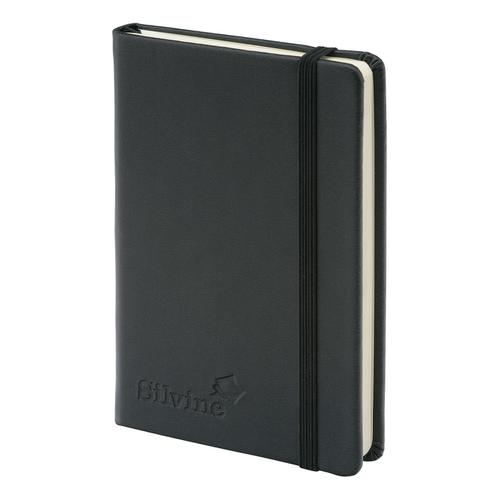 Silvine+Executive+Soft+Feel+Notebook+80gsm+Ruled+with+Marker+Ribbon+160pp+A6+Black+Ref+196BK
