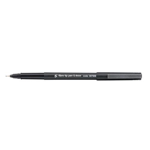 5 Star Office Fibre Tip Pen Medium 0.7mm Tip 0.4mm Line Black [Pack 12]