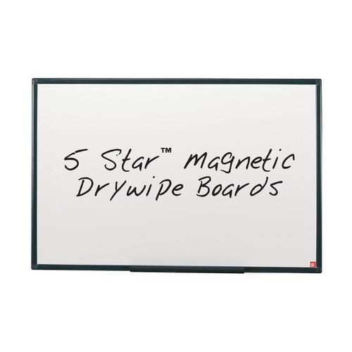 5 Star Office Magnetic Drywipe Board Steel Trim with Fixing Kit and Detachable Pen Tray W1200xH900mm