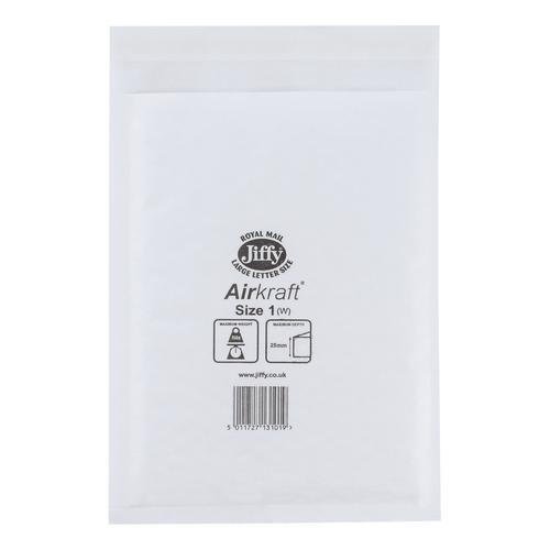Jiffy Airkraft Bag Bubble-lined Peel and Seal Size 1 White 170x245mm Ref JL-AMP-1-10 [Pack 10]