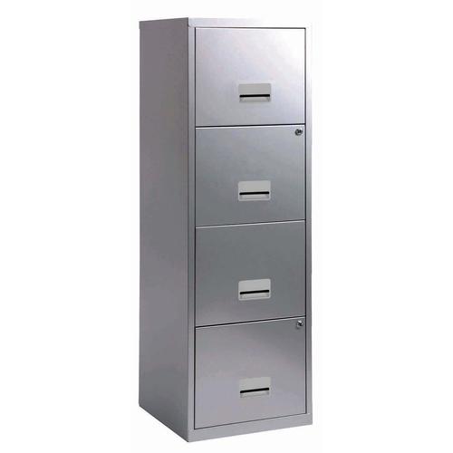 Pierre+Henry+Filing+Cabinet+Steel+4+Drawer+A4+400x400x1250mm+Silver+Ref+595044