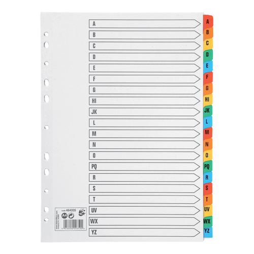 5+Star+Office+Index+A-Z+20-Part+Multipunched+Mylar-reinforced+Multicolour-Tabs+160gsm+A4+White