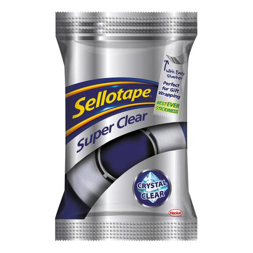 Sellotape Super Clear Premium Quality Easy Tear Tape 18mmx25m Ref 1569088 [Pack 8]