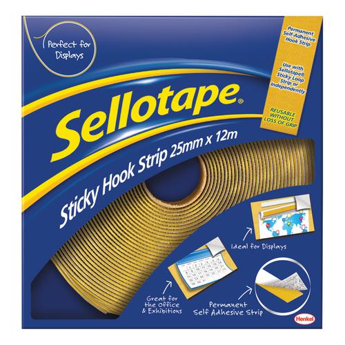 Sellotape+Permanent+Sticky+Hook+Strip+25mmx12m+Yellow+Ref+1445179