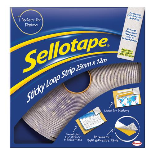 Sellotape+Permanent+Sticky+Loop+Strip+25mmx12m+White+Ref+1445182