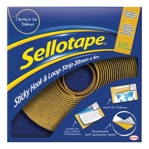 Sellotape Permanent Sticky Hook and Loop 20mmx6m Ref 1445180