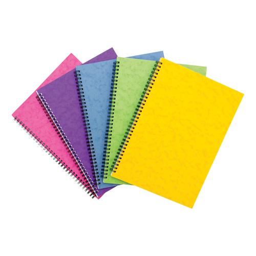 Notebook Sidebound Twin Wire 80gsm Ruled & Perforated 120pp A4 Assorted Colours C [Pack 10]