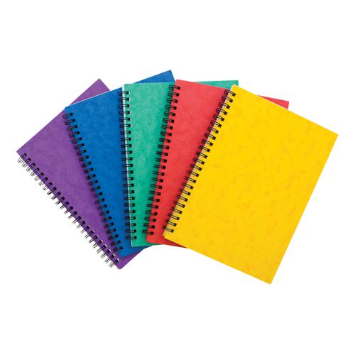 Notebook Sidebound Twin Wire 80gsm Ruled & Perforated 120pp A5 Assorted Colours A [Pack 10]